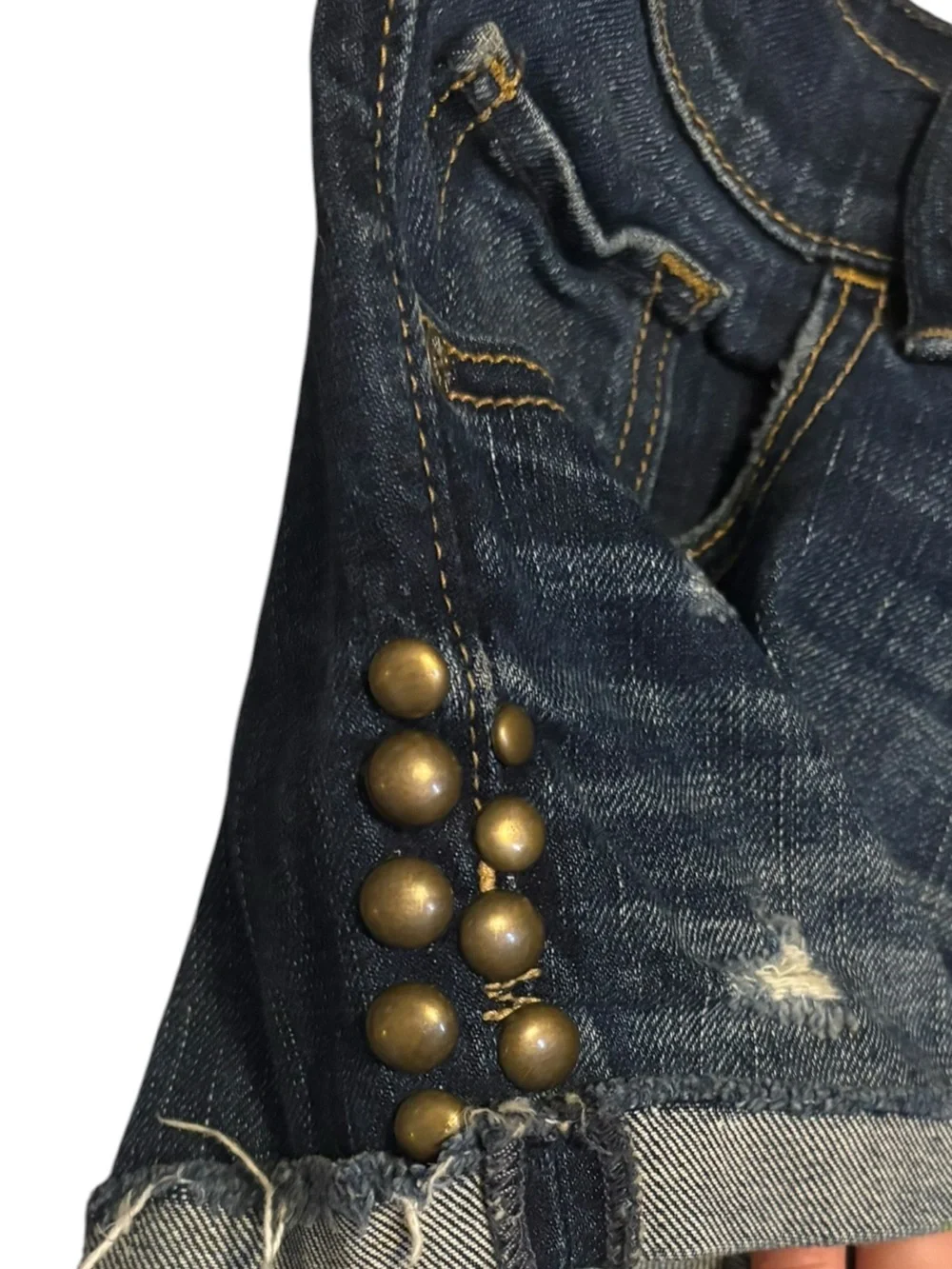 Abercrombie & Fitch Vintage Y2K Studded Denim Shorts Size 6 Festival